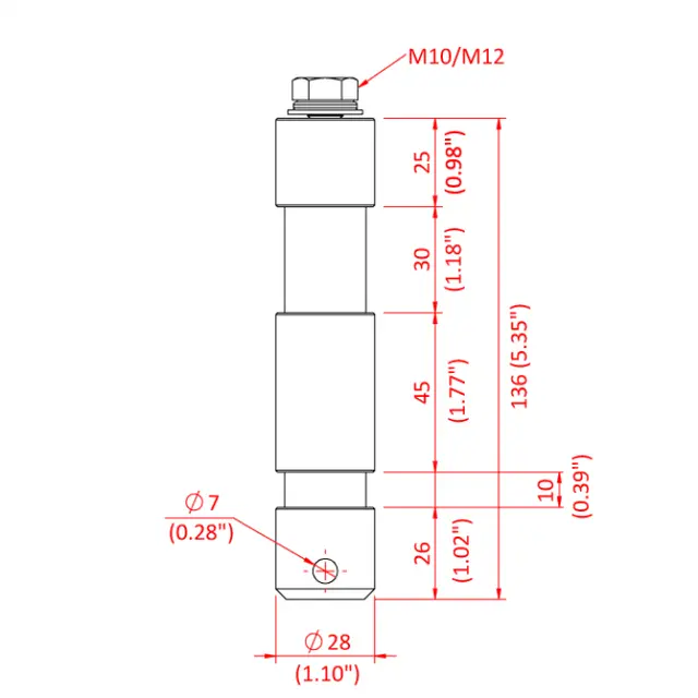 Doughty T74710 M12 FEMALE TV SPIGOT (steel) (long shank EURO) 