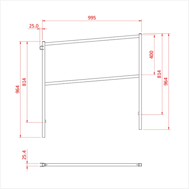 Doughty T77000 EASYDECK 1 METRE CORNER HANDRAIL 