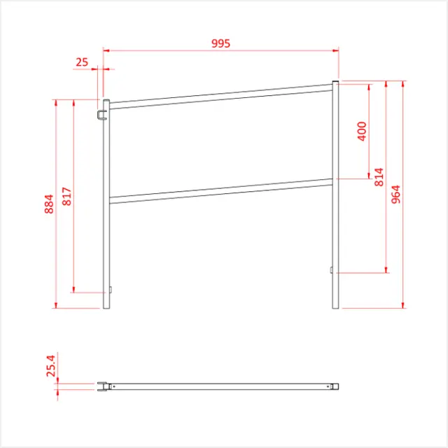 Doughty T77000 EASYDECK 1 METRE CORNER HANDRAIL 