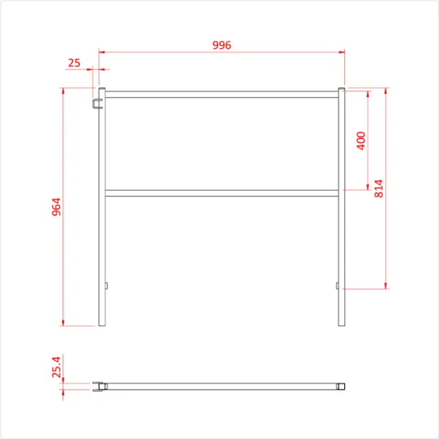 Doughty T77100 EASYDECK 1 METRE RAMP HANDRAIL 