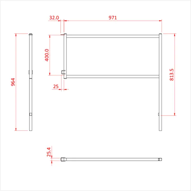 Doughty T77100 EASYDECK 1 METRE RAMP HANDRAIL 