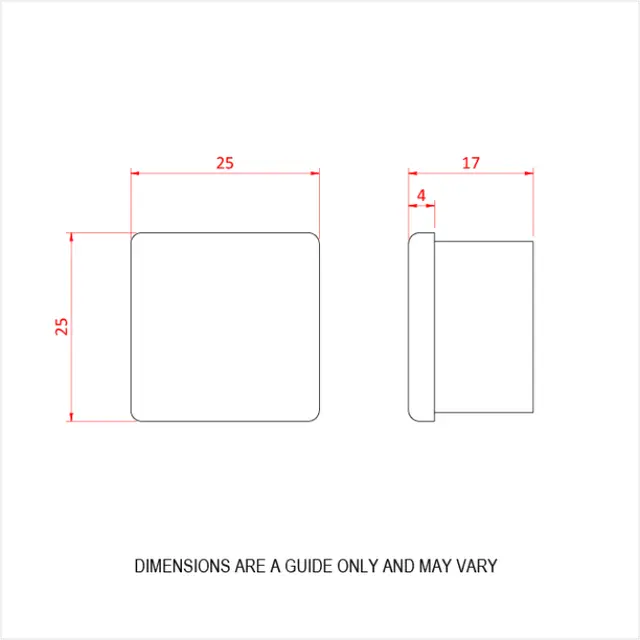 Doughty T77705 25MM X 25MM EASYDECK HANDRAIL STOP ENDS 