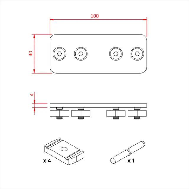 Doughty T81100 DOUGHTY RAIL - JOINT KIT (includes Joint Pin) 