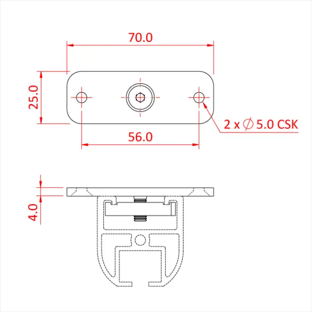 Doughty T81110 DOUGHTY RAIL - CEILING BRACKET 