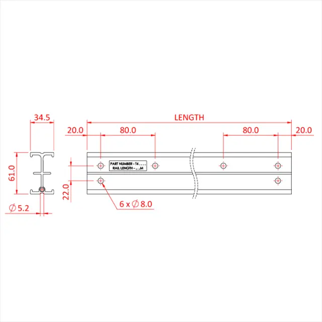 Doughty T84015 STUDIO RAIL 6.0m (Silver) 