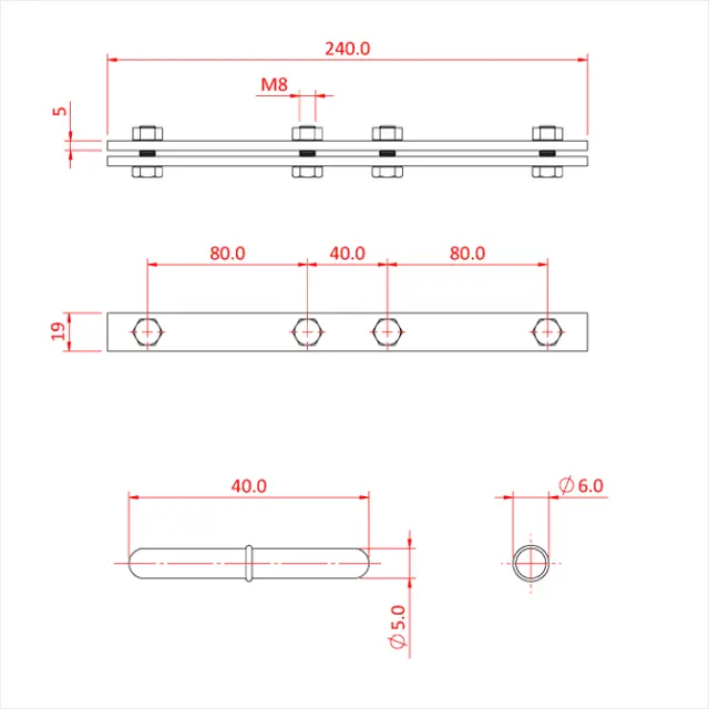 Doughty T84075 STUDIO RAIL SPARE JOINT PINS X 5 