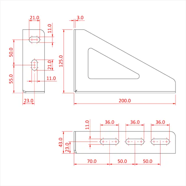 Doughty T84105 STUDIO RAIL SLOTTED WALL BRACKET 200mm (Small ) (Single Rail) 