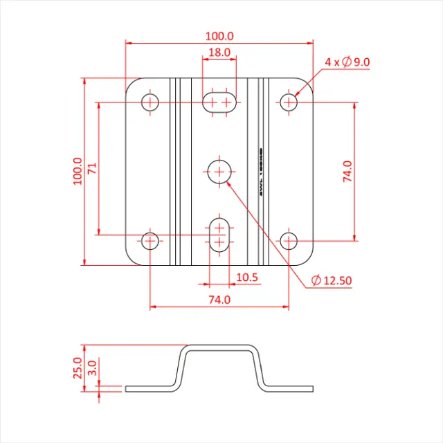 Doughty T84119 STUDIO RAIL 25MM CEILING BRACKET (without rail clamps) 