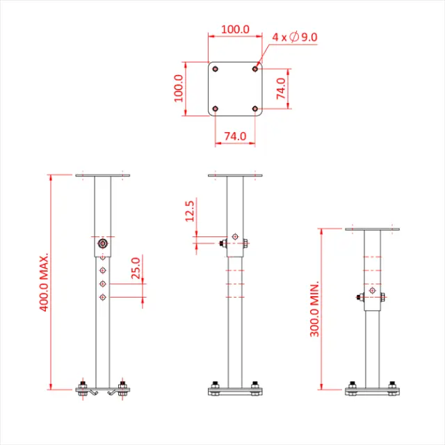 Doughty T84160 STUDIO RAIL EXTENSION BRACKET - ADJUSTABLE supplied with rail 