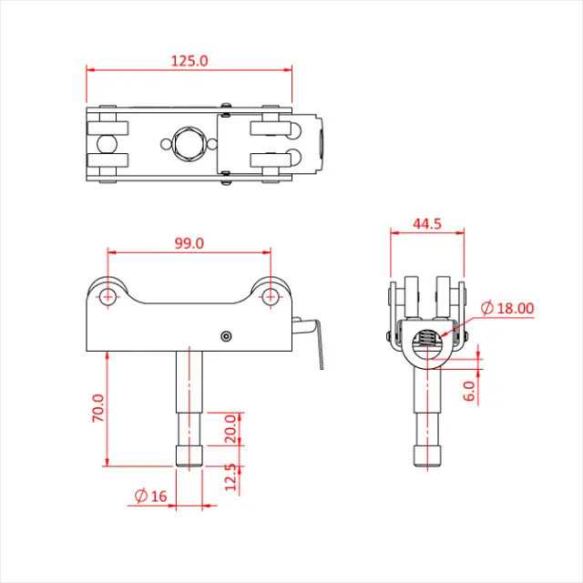 Doughty T84185 4 WHEEL CARRIAGE 5/8" SPIGOT (BRAKE) 