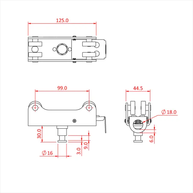 Doughty T84186 4 WHEEL CARRIAGE 5/8" MINI SPIGOT (BRAKE) 