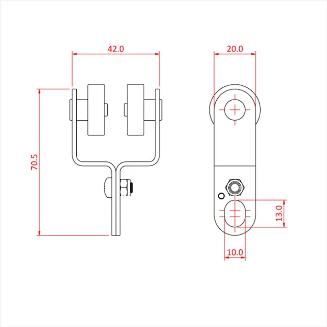Doughty T84226 CURTAIN CARRIAGE X 1 (steel frame with bearings) 