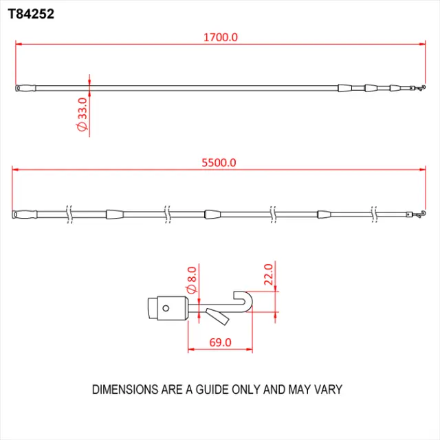 Doughty T84249 2.8M TELESCOPIC OPERATORS POLE (2 section) 