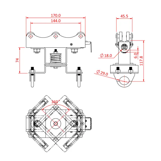 Doughty T84515 STUDIO RAIL SWIVEL ARM 