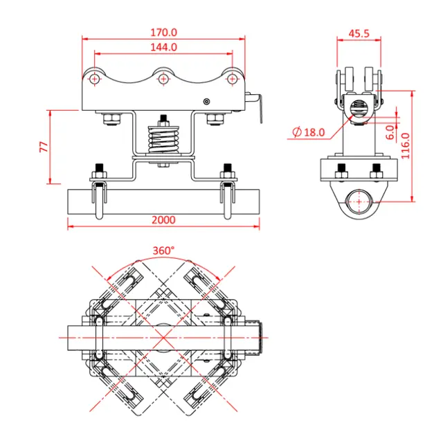 Doughty T84516 STUDIO RAIL SWIVEL ARM WITH 25 X 2.0M TUBE 