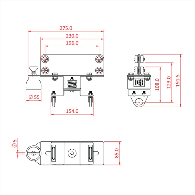Doughty T84525 SIXTRACK SWIVEL ARM - BRAKED 