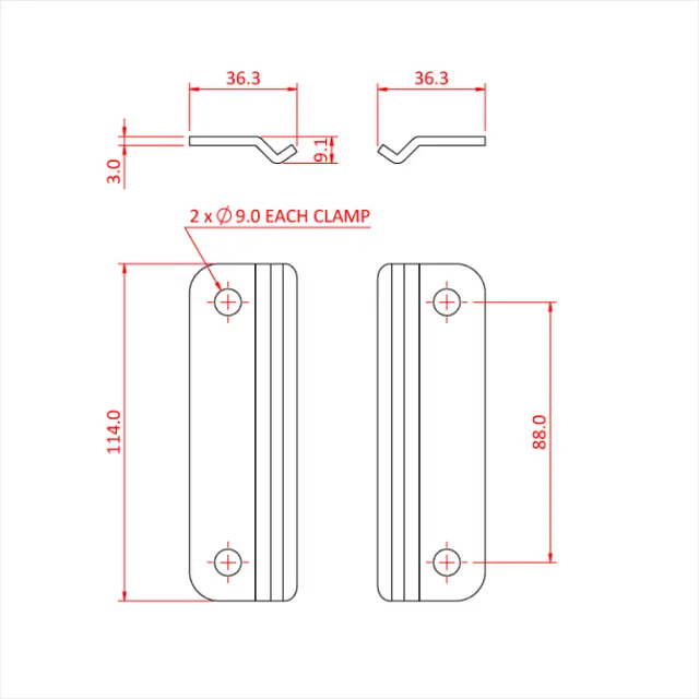 Doughty T85085 STUDIO RAIL 80 CLAMPS X 2 