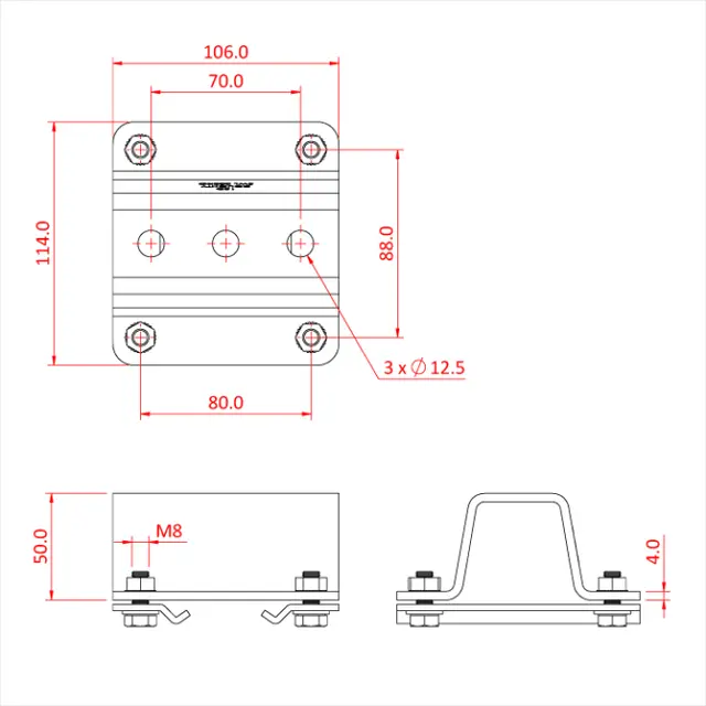 Doughty T85121 STUDIO RAIL 80 CEILING BRACKET 50mm High (Top Hat) supplied 