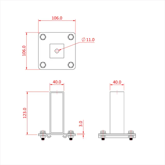 Doughty T85175 STUDIO RAIL 80 ADJUSTABLE STUD HANGER M12 