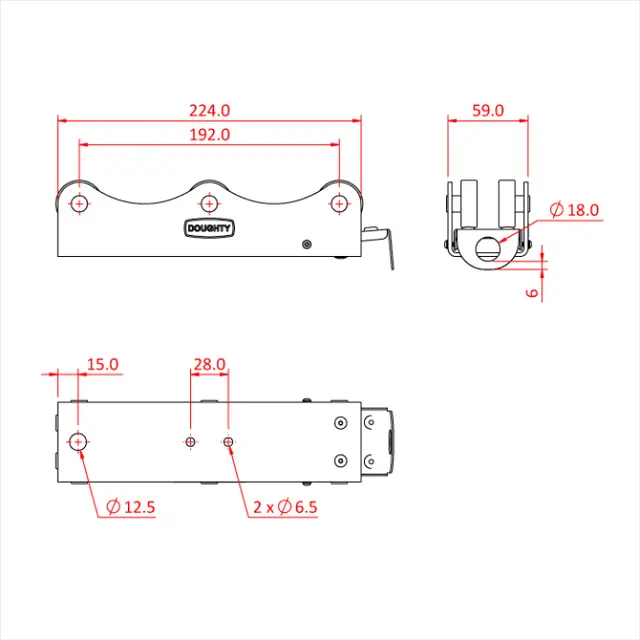 Doughty T85195 STUDIO RAIL 80 6 WHEEL CARRIAGE (BRAKE) 