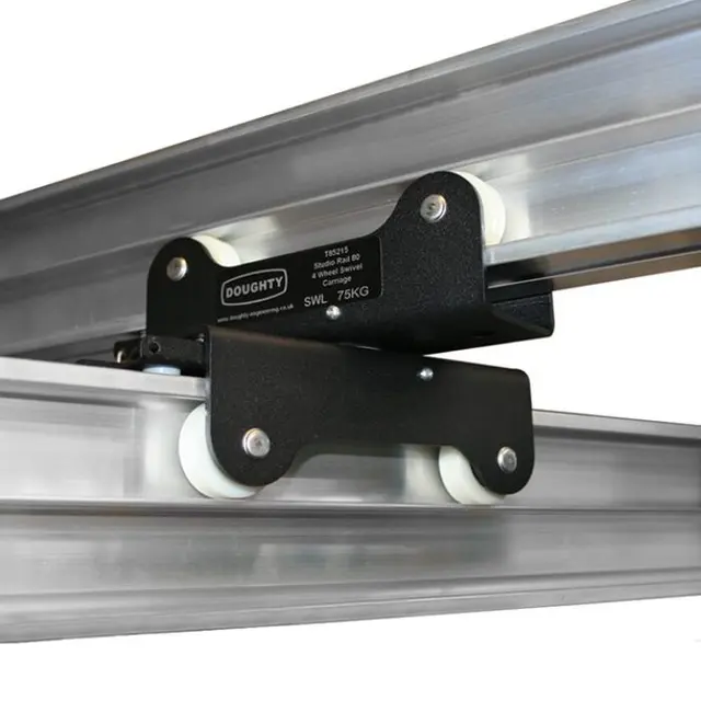 Doughty T85215 STUDIO RAIL 80 4 WHEEL DOUBLE SWIVEL CAR (BRAKE) 