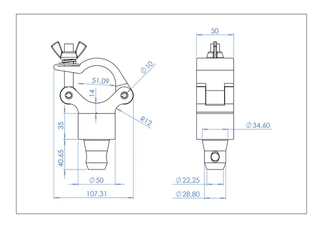 Fenix AC-670B Clamp 35mm avstandsstykke Bredde: 50mm. Belastning: 200kg. Sort 