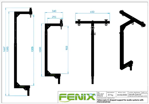 Fenix AC-567PROB Høyttalerstat 3 Punkt C-form, 110 Kg, 35mm, 