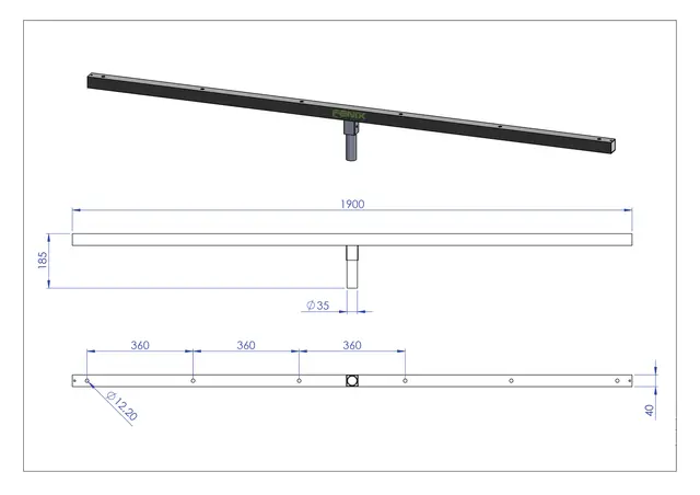 Fenix Mechanised transverse bar, squared MEGARA / ELV Series 