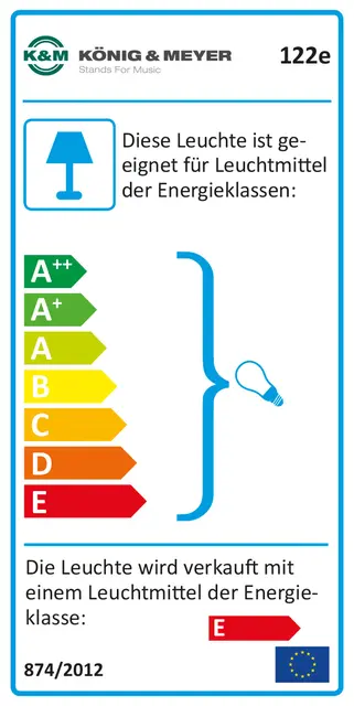 K&M 122e Notelys,2M kabel m/bryter 10-25w 