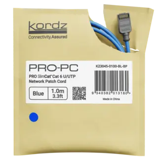 Kordz PRO SlimCat Cat6 miljøembalasje Cat6 U/UTP, 28AWG, UL CM PVC, Black