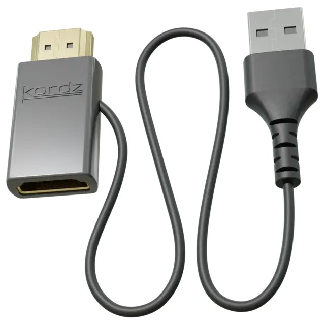 Kordz PRO HDMI 5V Power Injector 48Gbps passthrough, USB-A 5V input, 0.5m 