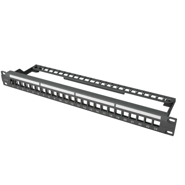 Kordz PRO Modular Keystone Patch Panel 24 port, 1 rack unit, powder-coated 