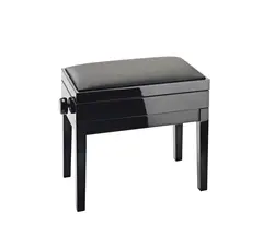 K&amp;M 13951 Pianobenk. Sort blank finish Piano bench with sheet music storage