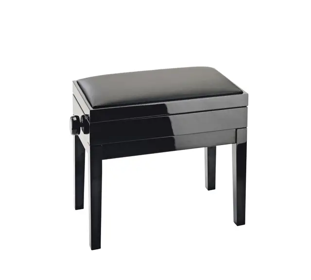 K&M 13951 Pianobenk. Sort blank finish Piano bench with sheet music storage 