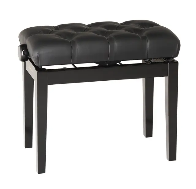 K&M 13981 Pianobenk. Sort blank finish Piano bench with quilted seat cushion 