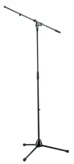 K&amp;M 21020 Mikrofonstativ, lang fast galge, korte ben, sort.