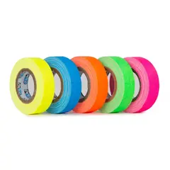 Le Mark Fluorescent Pack 12mm x 5.4m Green, Yellow, Orange, Pink, Blue