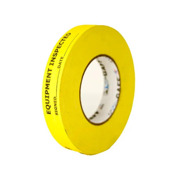 Le Mark Warning tape "Inspected" gul/sort skrift 24mm x 48m 