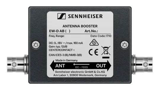 Sennheiser EW-D AB Inline Antennebooster 520-608 Mhz, +10dB, BNC 