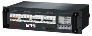 SRS PDU 63A RED-400V, Meter+fuses FRONT 63A/5 in (1,5m) + Chass link, 3x32A out