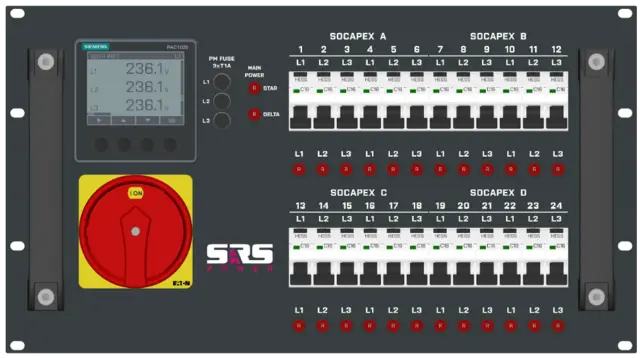 SRS PDU634XRDY 6U Hybrid 230/400V 24xRCBO, In Han32B 3x63A, Out 4xSoca 