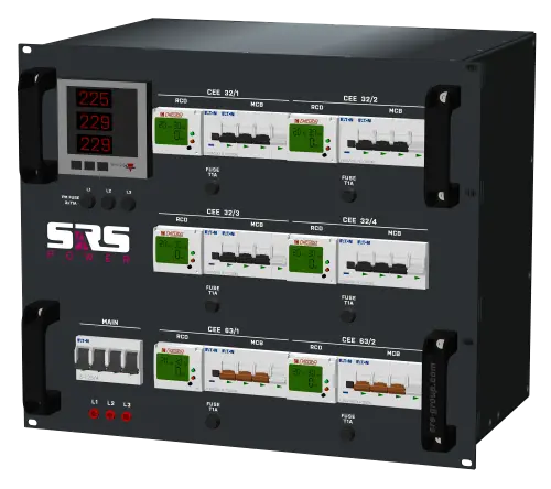 SRS PDU 4xCEE32/5, 6xRGU, PM 9U, in: CEE125/5, out: 2xCEE63/5 