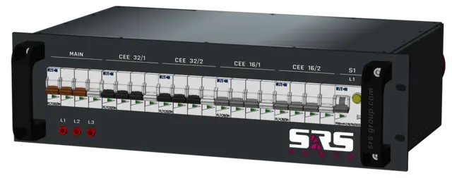 SRS PDU 63A RED-400V, fuses FRONT 63A-1,5m IN, 2x32/5,2x16/5,1xSchuko Out 