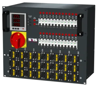 SRS PDU 63A-400V 24x16A Schuko out RØD 63A - 1,5M in, Meter
