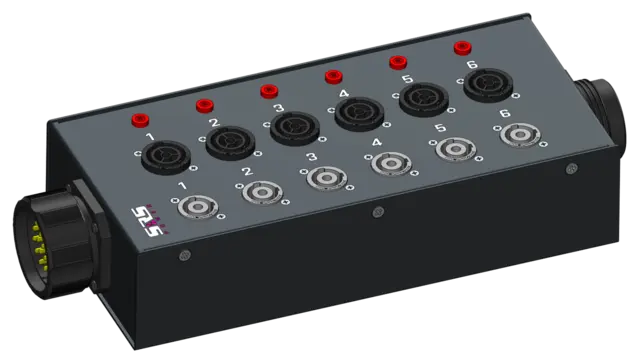 SRS MSB SX19-6NAC-6SC Soca in Split Box Out: 6 x schuko, 6 x NAC3MPB (powcon) 