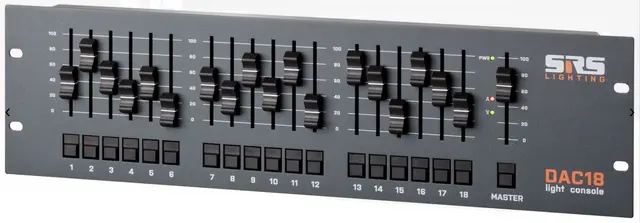 SRS DAC18-8 Alps fader DMX Control, 3U Dmx3/5 rear side, w/PSU - 19" rack use 