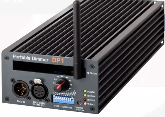 SRS DP1-5 SC 1x16A W-DMX dimmer schuko in/Out, DMX 5pin, Lumen Radio 