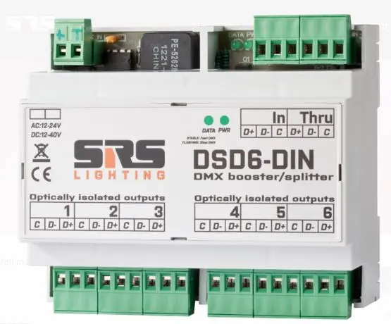 SRS DSD6-DIN-RDM DMX splitter RDM, Booster, DIN, u/psu 