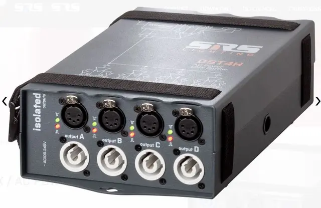 SRS DST4H-5 4ch Hybrid DMX splitter for truss, 4 x 5-pin, 4 x pow.con 