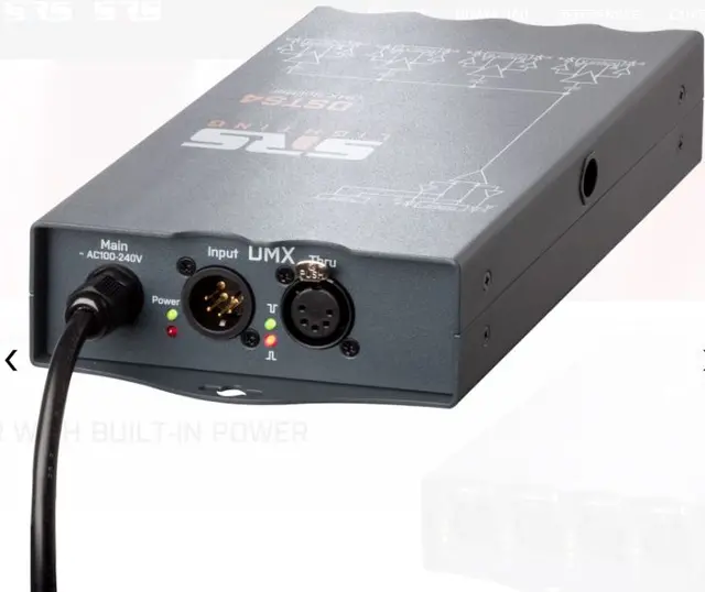 SRS DSTS4-5 4ch DMX splitter 5 pin, M10, Wired schuko 